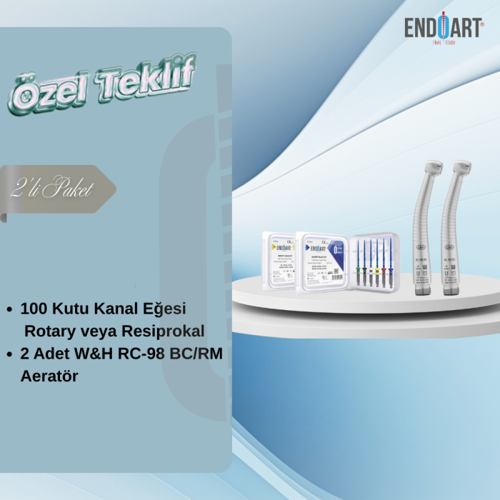 100 Kutu Rotary/Reciproc Eğe + 2 Adet W&H RC - 98BC&RM Aeratör 
